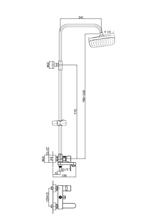Душевая система Orange Otto M22-811cr смеситель с изливом, хром